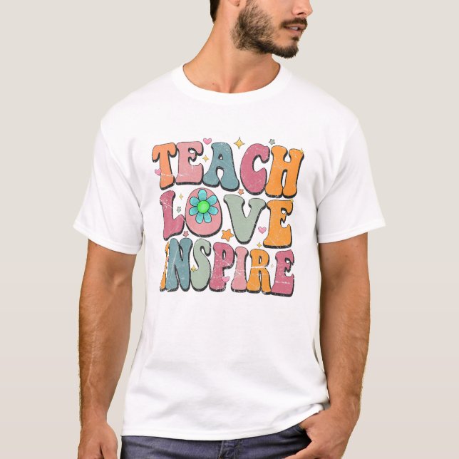 Camiseta School Teach Love Inspire Retro (Anverso)