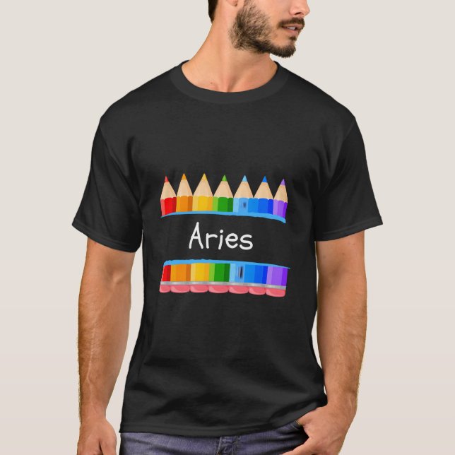 Camiseta School Teacher Student Name Aries Kindergen Tag (Anverso)