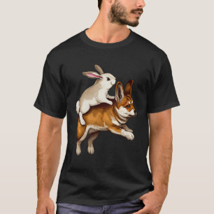 Camiseta Schwarz normalmente conejo montando un caprichoso 