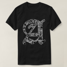 Camiseta Schwarze Buchstabe "A" im gotischen Stil 
