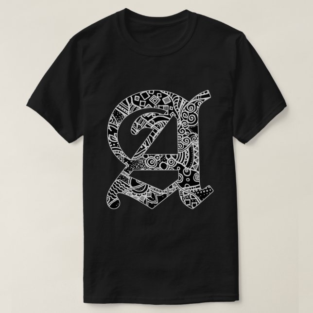 Camiseta Schwarze Buchstabe "A" im gotischen Stil  (Diseño del anverso)