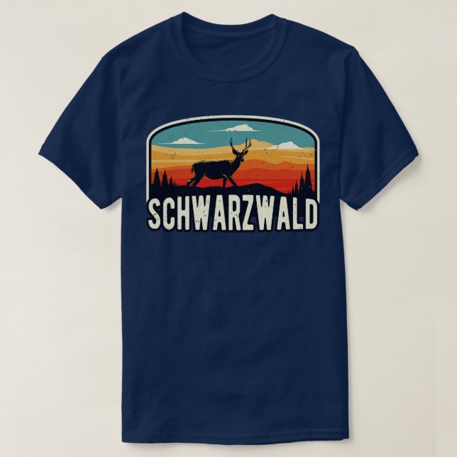 Camiseta Schwarzwald Wild Hirsch Retro Schwaben (Diseño del anverso)