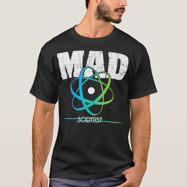 Camiseta Science Nerd Geek Mad Scientist Atom Design (Anverso)