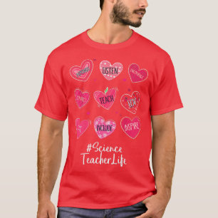 Camiseta Science Teacher Hearts Valentine Valentines Day Qu