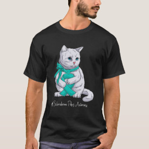 Camiseta Scleroderma Awareness Mes Cinta Verde azulada Cat