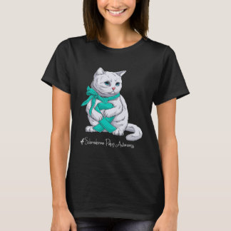Camiseta Scleroderma Awareness Month Teal Ribbon Cat