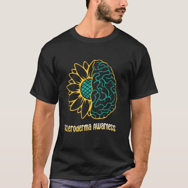 Camiseta Scleroderma Awareness Sunflower Green Ribbon (Anverso)