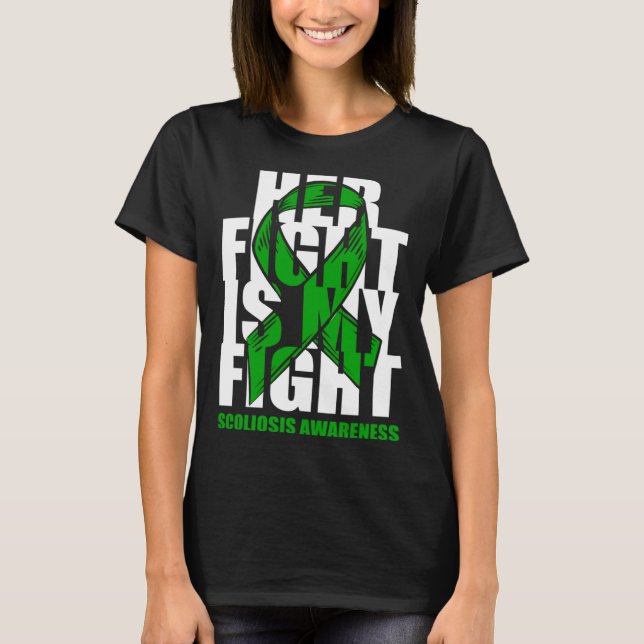Camiseta Scoliosis Awareness Month June Green Ribbon Her Fi (Anverso)