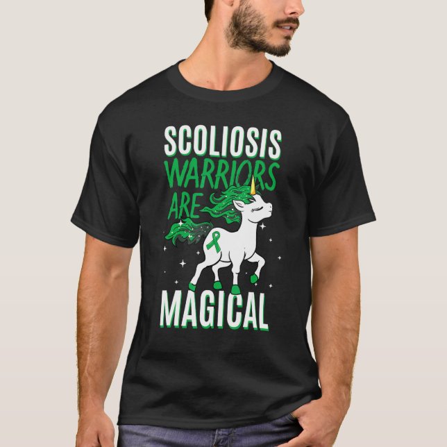 Camiseta Scoliosis Warrior Magia Unicornio Scoliometer Gree (Anverso)