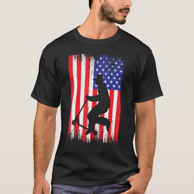 Camiseta Scooter American Flag Squad Guay Stunt Kick Trick (Anverso)