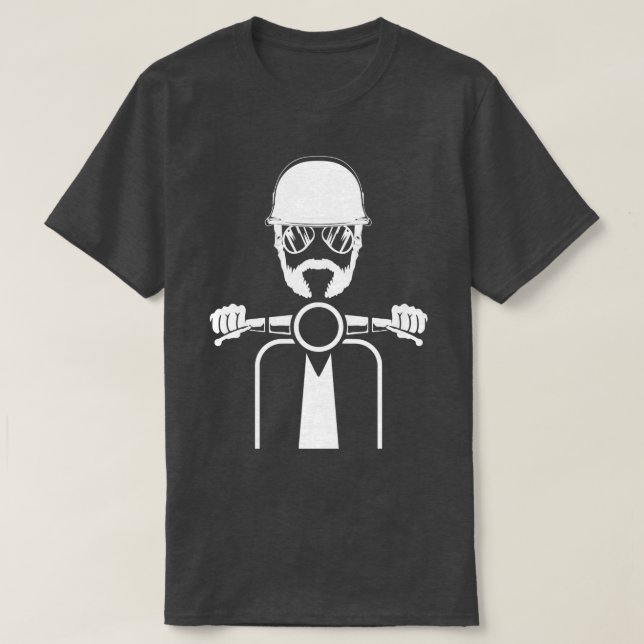 Camiseta Scooter Bicicleta Moto Scoot Funny Beard Moped Sc (Diseño del anverso)