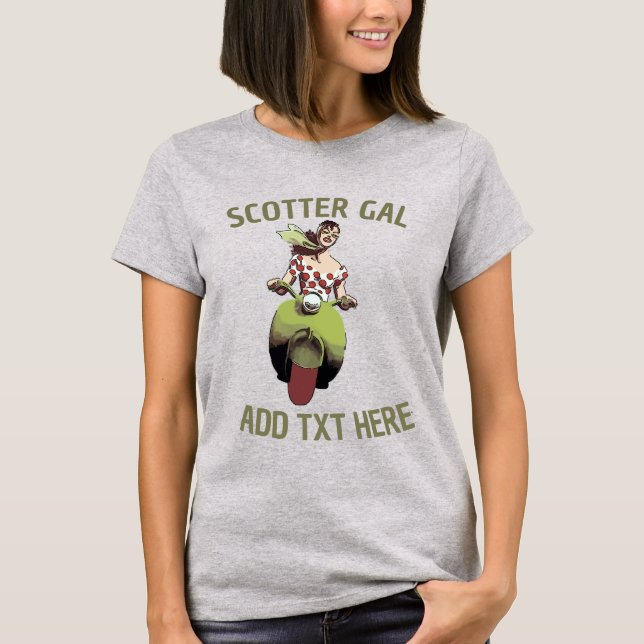 Camiseta Scooter Gal, añada texto T-Shirt (Anverso)