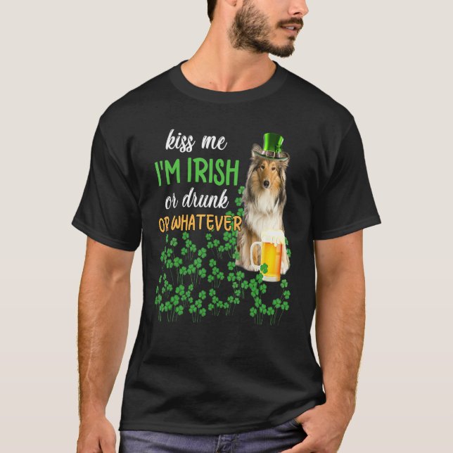 Camiseta Scotch Collie me besa que soy irlandés o ebrio o q (Anverso)