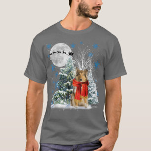 Camiseta Scotch Collie Navidades de nieve bajo luz de luna