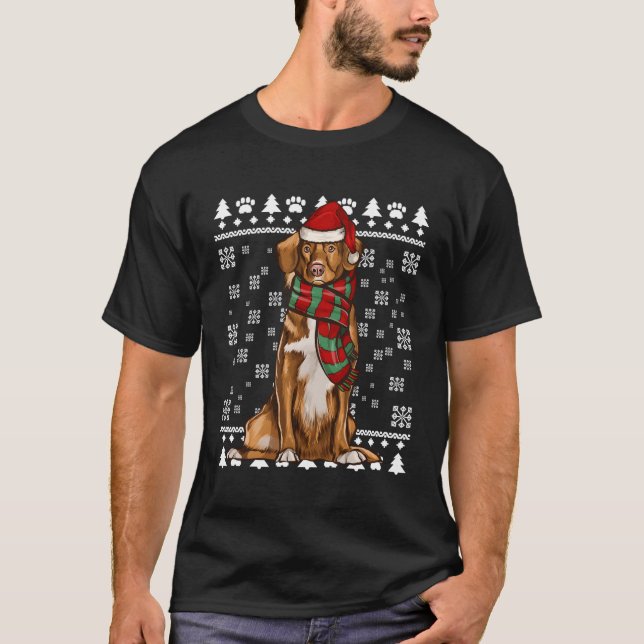 Camiseta Scotia Duck Tolling Retrivers Dog Santa Xmas Ugly (Anverso)