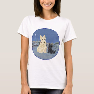 Camiseta Scottie Wheaten y cachorro de Navidad