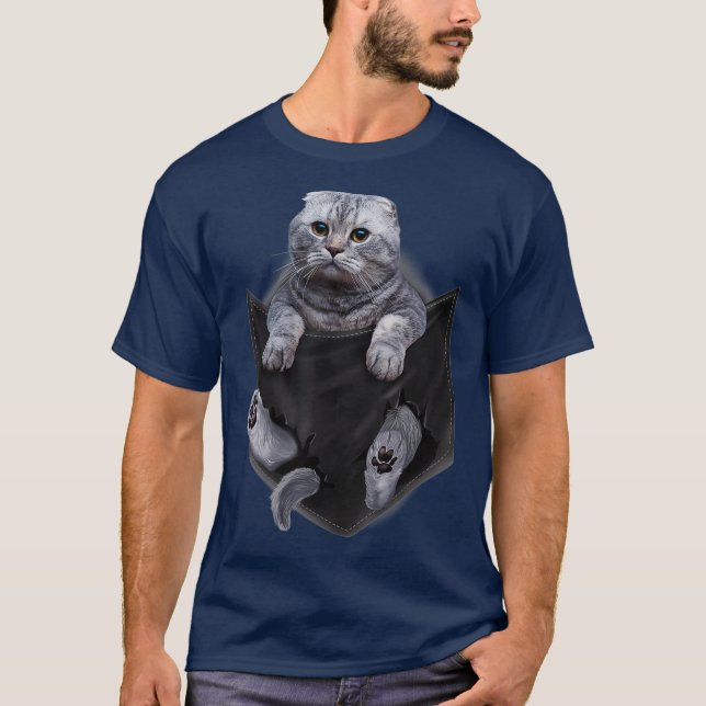 Camiseta Scottish Fold Cat in Pocket  Cats   Gifts (Anverso)