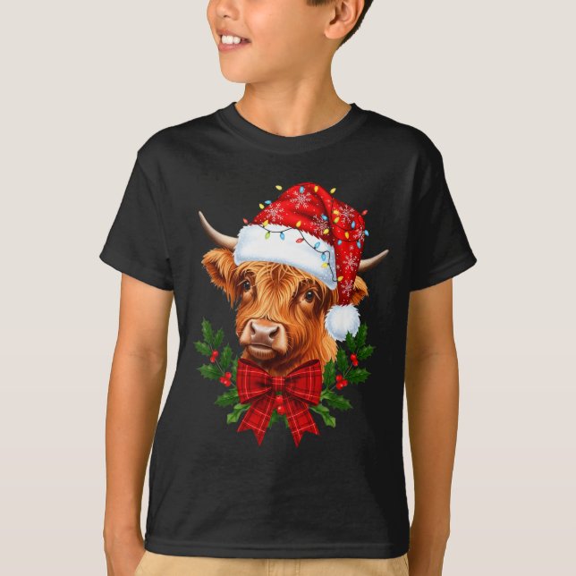 Camiseta Scottish Highland Cow Christmas Funny Cow Lover Xm (Anverso)