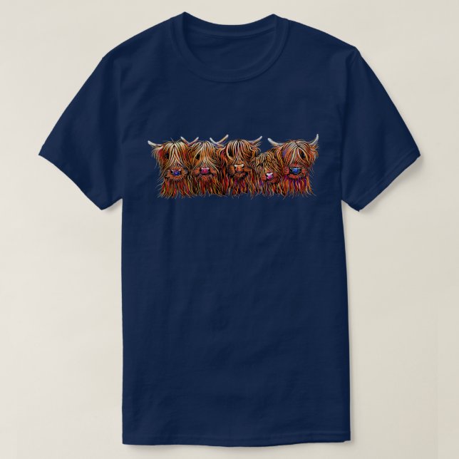 Camiseta SCoTTISH HiGHLaND CoWS ' The HaiRY BuNCH oF Coos ' (Diseño del anverso)