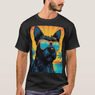 Camiseta Scottish Terrier con gafas de sol en la playa