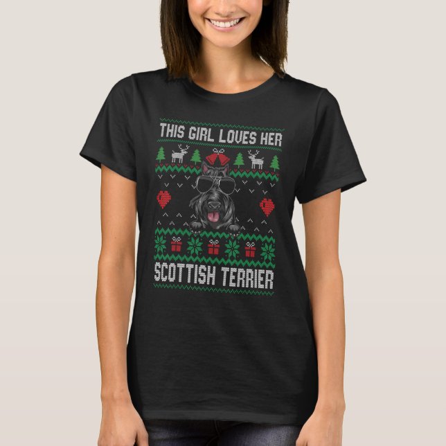 Camiseta Scottish Terrier Girl Cool Ugly Christmas for Dog  (Anverso)