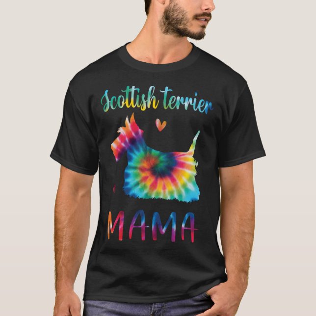 Camiseta Scottish Terrier Mama Tie Dye Dog Mom Mothers Day (Anverso)