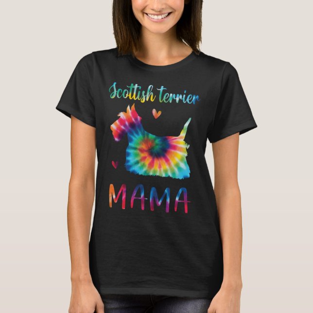 Camiseta Scottish Terrier Mama Tie Dye Dog Mom Mothers Day (Anverso)
