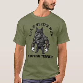 Camiseta Scottish Terrier, muscular, tattooed, bodybuilder