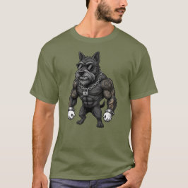 Camiseta Scottish Terrier, muscular, tattooed, bodybuilder