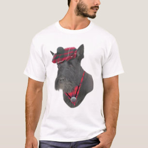 Camiseta ScottishTerrier negro EN TELA ESCOCESA