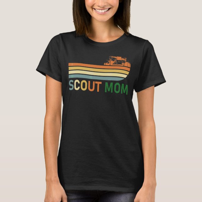 Camiseta Scout Mom Orgullosa Madre Escultando Gráfico Vinta (Anverso)