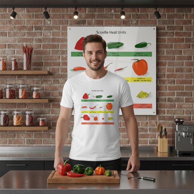 Camiseta Scoville Heat Units Chili Pepper Chart  (Subido por el creador)