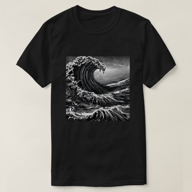 Camiseta Scratchboard Tsunami gráfico (Diseño del anverso)