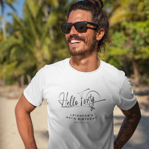 Camiseta Script Hola Cuarenta Minimalista Cumpleaños 40