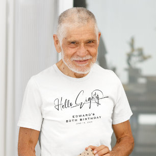 Camiseta Script Hola Ochenta Minimalista Cumpleaños 80