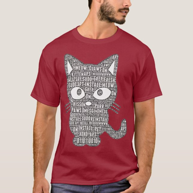 Camiseta Script Kitty Linu por MCMA sudo apt get meow (Anverso)
