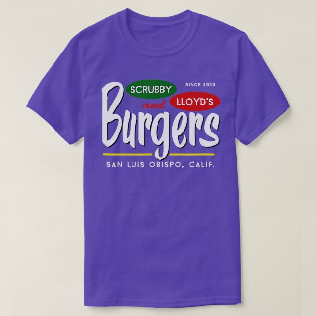 Camiseta Scrubby Lloyds Burgers San Luis Obispo California (Diseño del anverso)