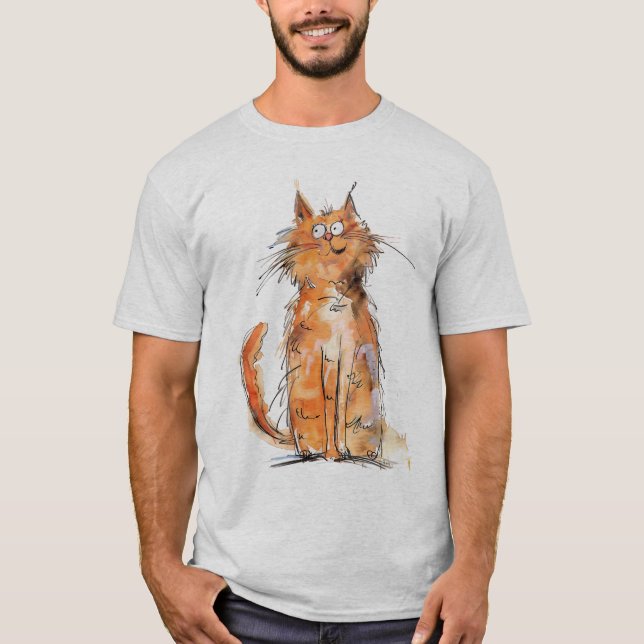 Camiseta Scruffy Orange Cat Whimsical Quirky (Anverso)