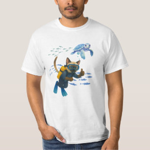 Camiseta Scuba Cat se está sumergiendo bajo el agua