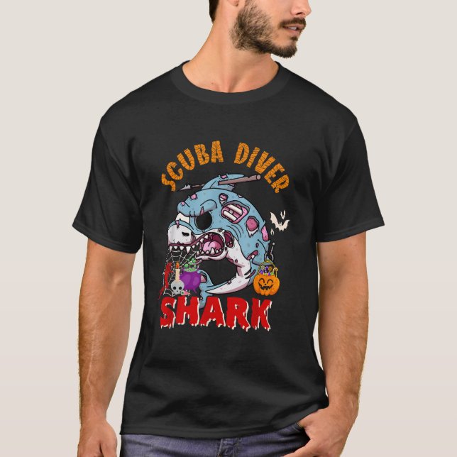 Camiseta Scuba Diver Shark Halloween El horror del tiburón  (Anverso)