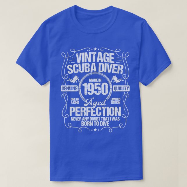 Camiseta Scuba Diving Birthday Idea 1950 Scuba Diver (Diseño del anverso)