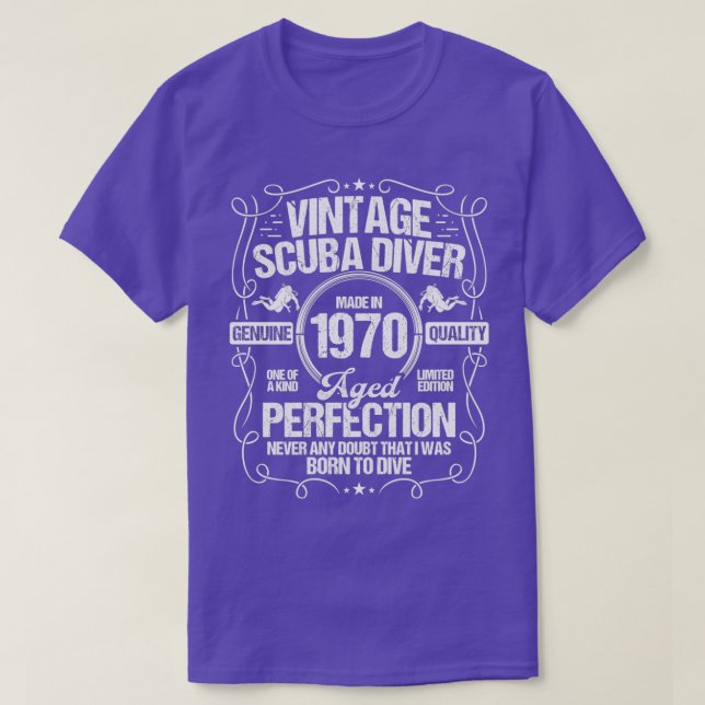 Camiseta Scuba Diving Birthday Idea 1970 Scuba Diver (Diseño del anverso)