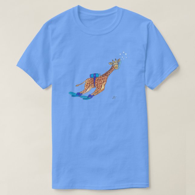Camiseta Scuba Diving Giraffe Watercolor (Diseño del anverso)