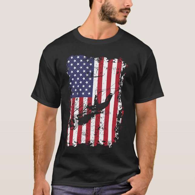 Camiseta Scuba Diving USA Flag Diver  Freediving (Anverso)