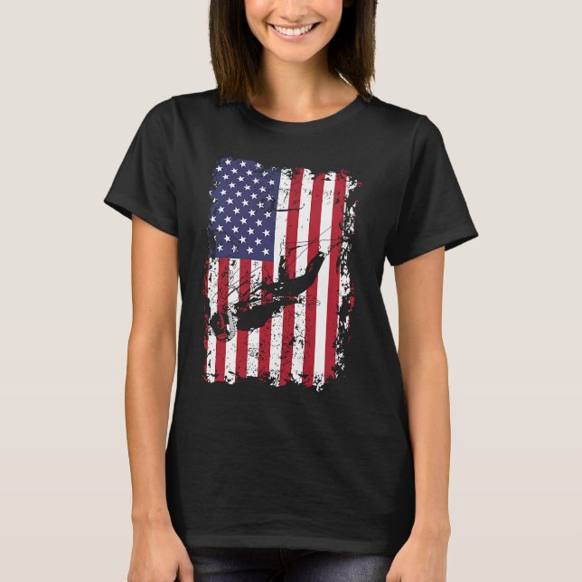 Camiseta Scuba Diving USA Flag Diver  Freediving (Anverso)