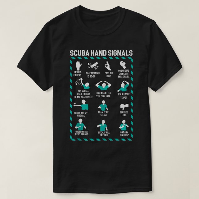 Camiseta Scuba Mano Señales Equipo Buceador Rótulo Divertid (Diseño del anverso)