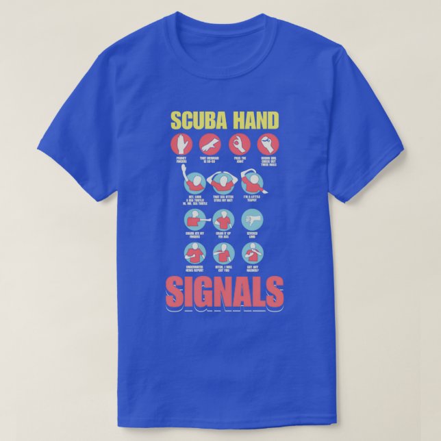 Camiseta Scuba Señales de mano Rótulo de la mano de buceo (Diseño del anverso)