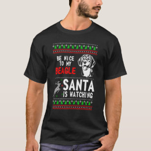 Camiseta Sé Agradable Con Mi Beagle Santa Viendo El Chr Vin