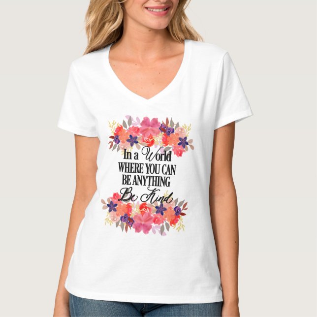 Camiseta Sé Amable - Acuarela Floral (Anverso)