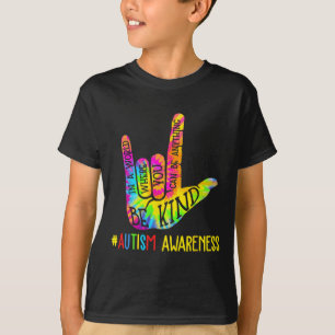 Camiseta Sé Amable Asl Ama Lenguaje De Señas Mano Autismo C